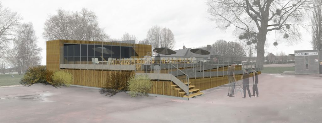Vue de la future aire de restauration et de convivialité